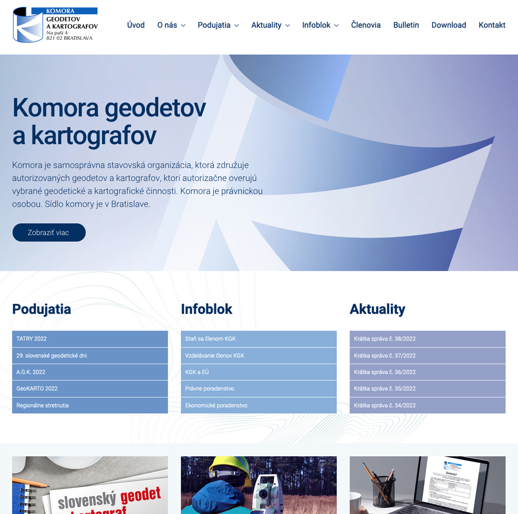 výroba web stránky Komora geodetov