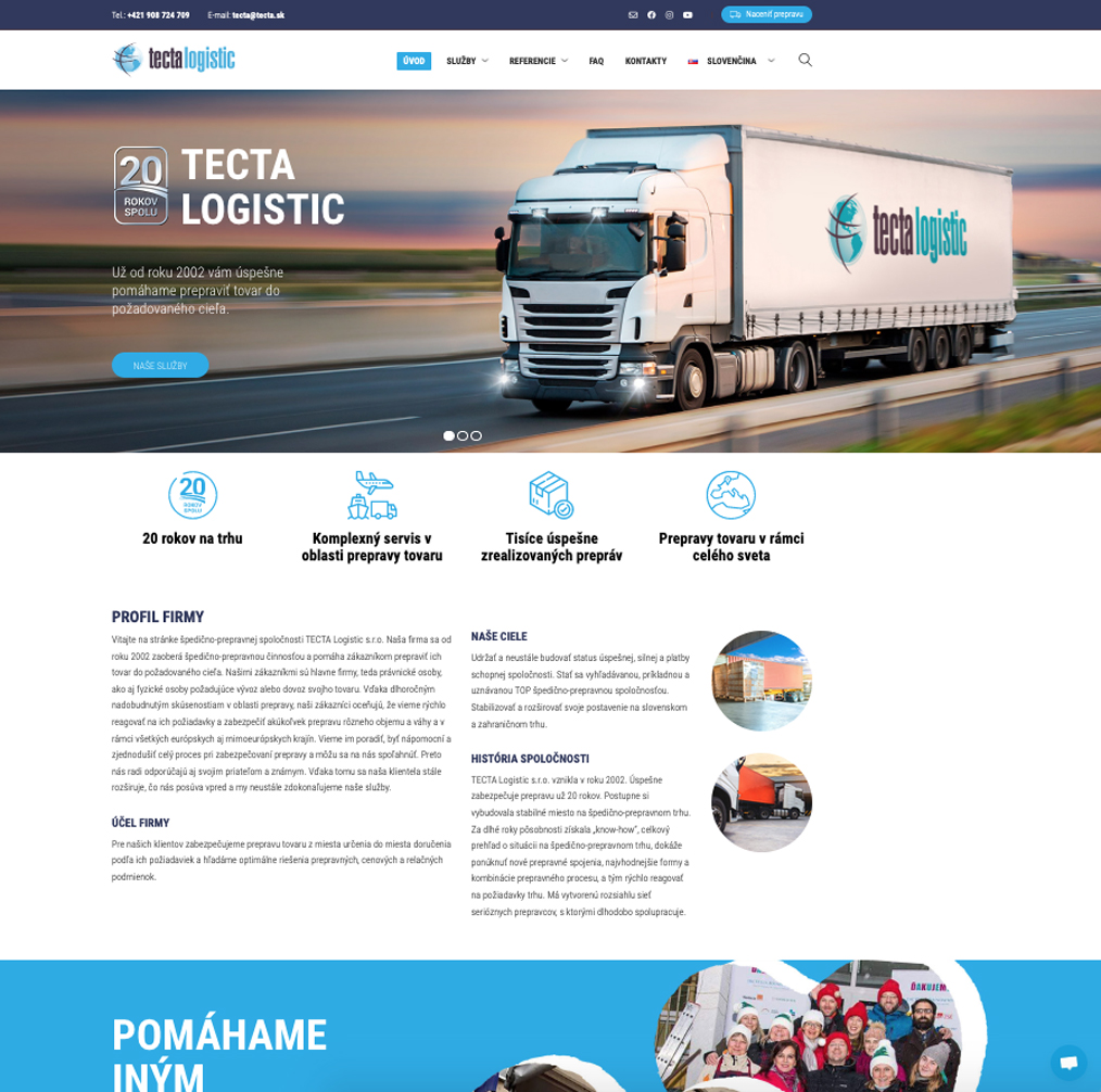 výroba WP webstránky TECTA Logistic